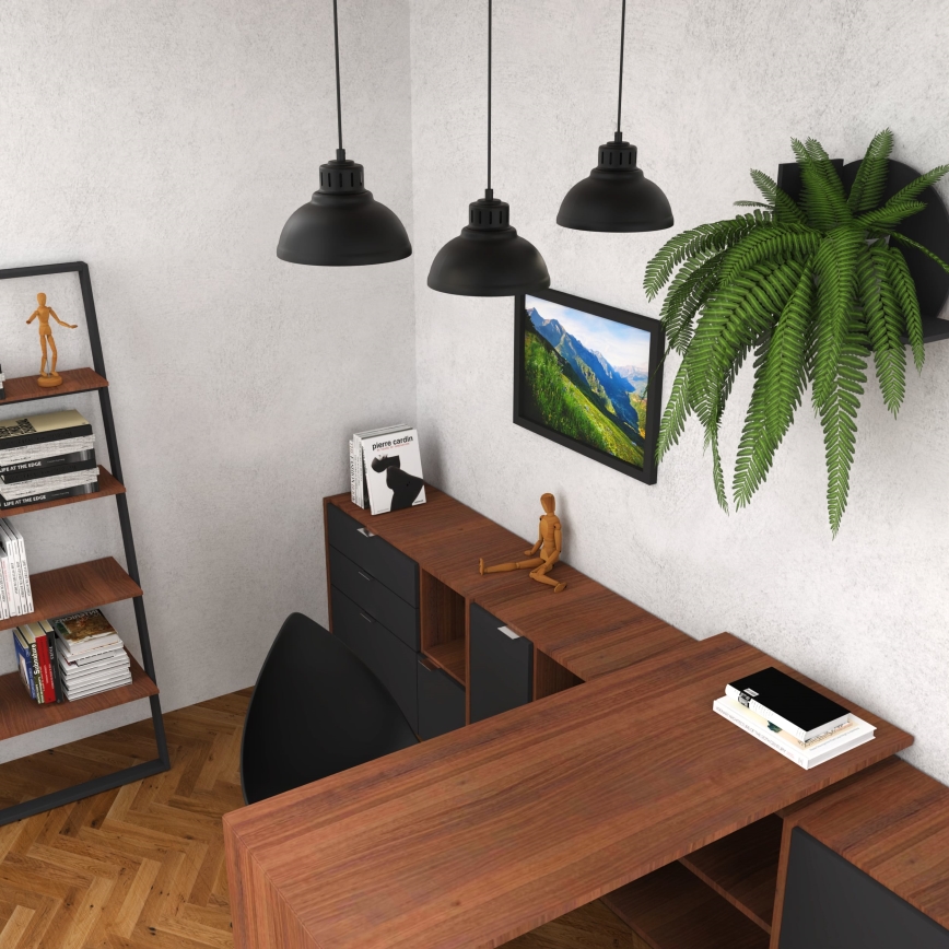 Lestenec na vrvici SVEN 3xE27/15W/230V črna