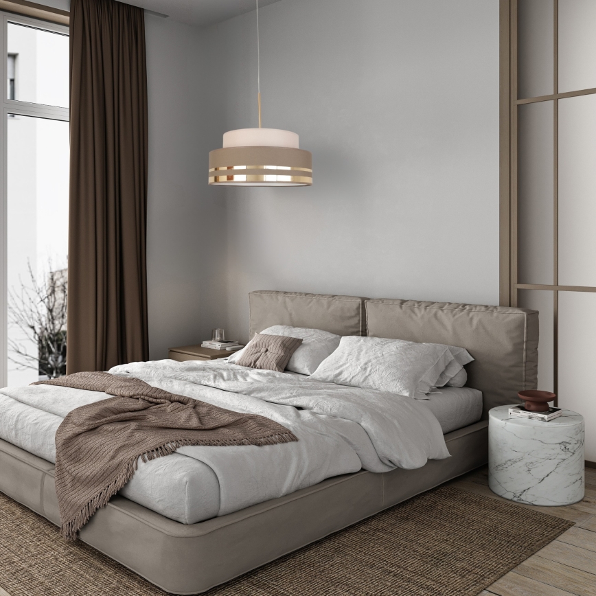 Lestenec na vrvici TAMI 1xE27/60W/230V bež/rjava/zlata