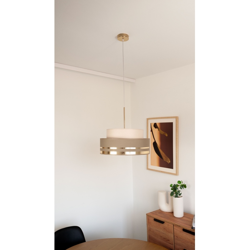 Lestenec na vrvici TAMI 1xE27/60W/230V bež/rjava/zlata
