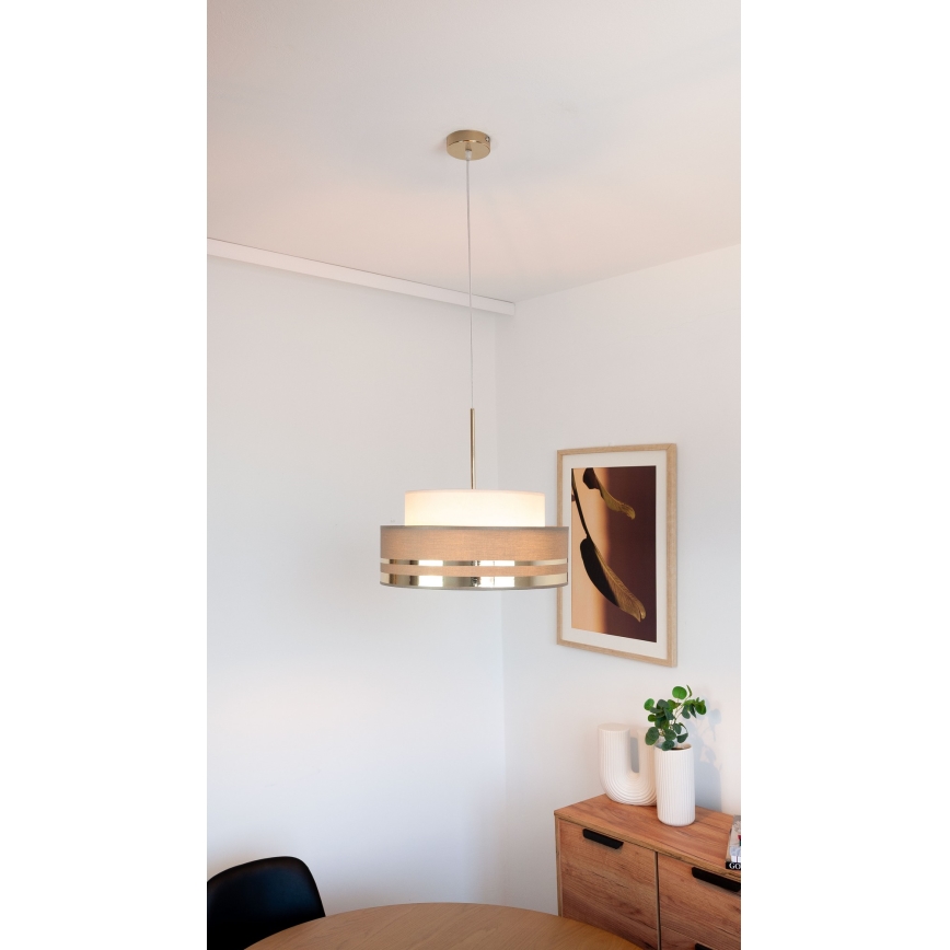 Lestenec na vrvici TAMI 1xE27/60W/230V bež/rjava/zlata
