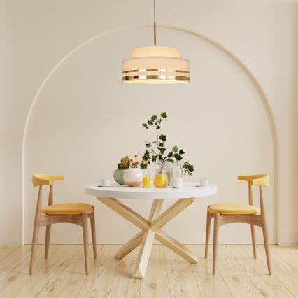 Lestenec na vrvici TAMI 1xE27/60W/230V pr. 40 cm bež/zlata