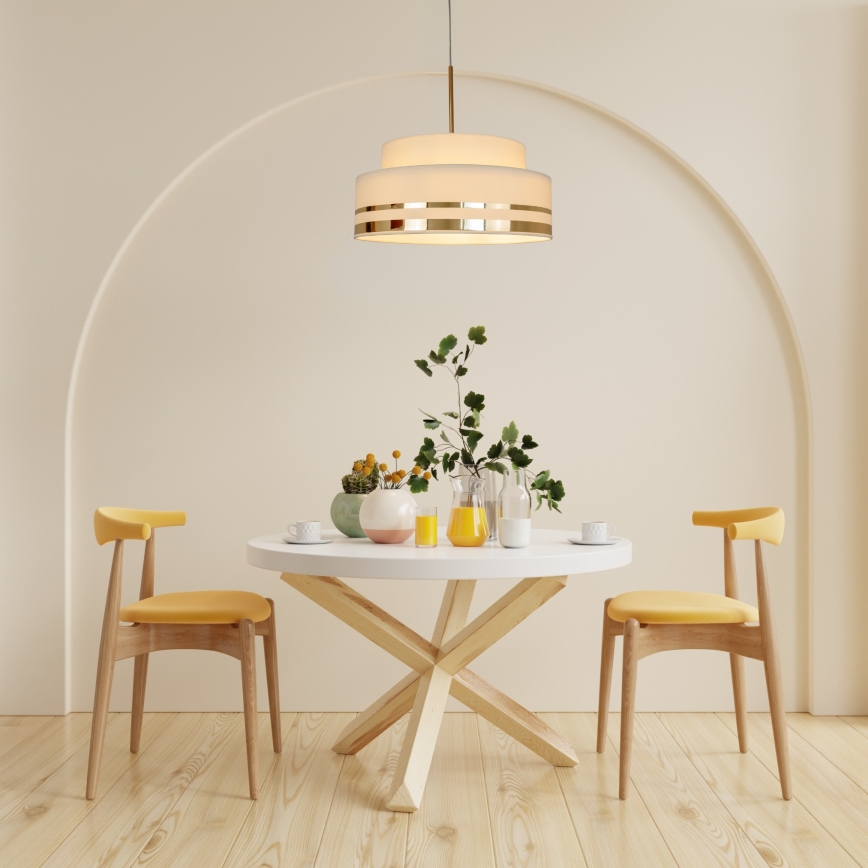 Lestenec na vrvici TAMI 1xE27/60W/230V pr. 40 cm bež/zlata