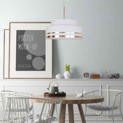 Lestenec na vrvici TAMI 1xE27/60W/230V pr. 40 cm krem barva/zlata