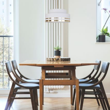 Lestenec na vrvici TAMI 1xE27/60W/230V pr. 40 cm krem barva/zlata