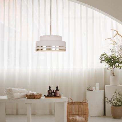 Lestenec na vrvici TAMI 1xE27/60W/230V pr. 40 cm krem barva/zlata