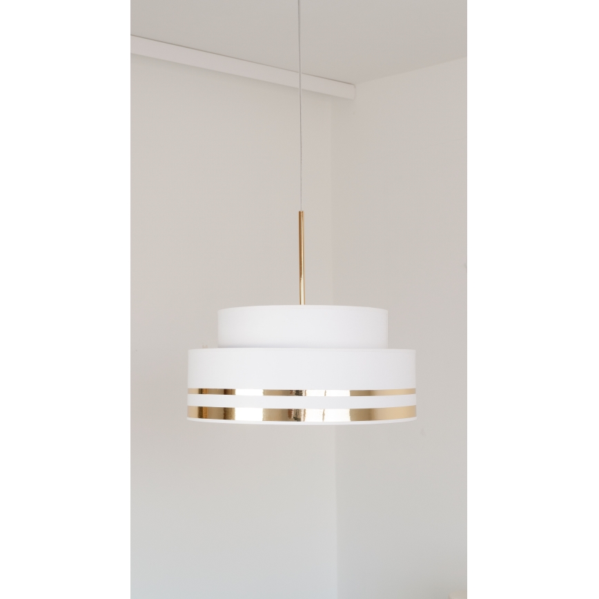 Lestenec na vrvici TAMI 1xE27/60W/230V pr. 40 cm krem barva/zlata
