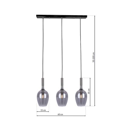 Lestenec na vrvici TANGO 3xE14/40W/230V črn