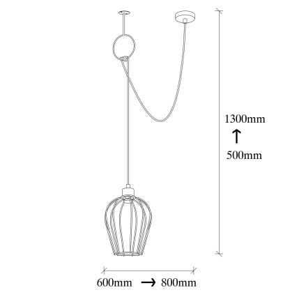 Lestenec na vrvici TEL 1xE27/40W/230V