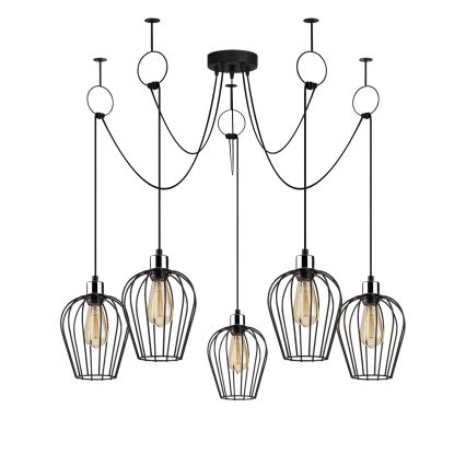 Lestenec na vrvici TEL 5xE27/40W/230V spider