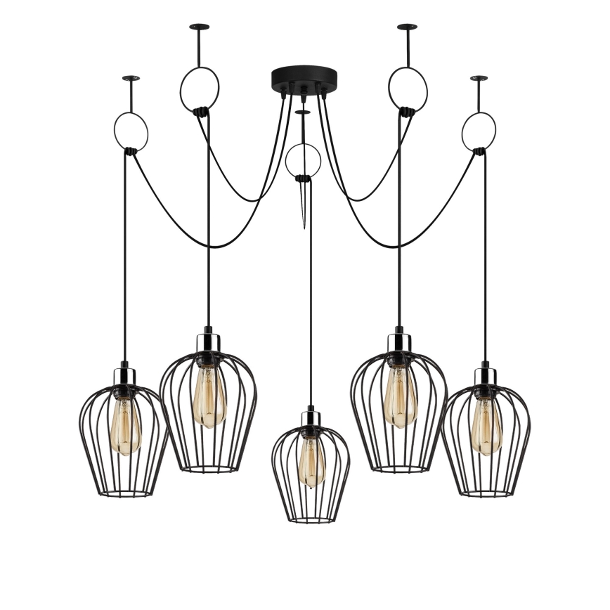 Lestenec na vrvici TEL 5xE27/40W/230V spider