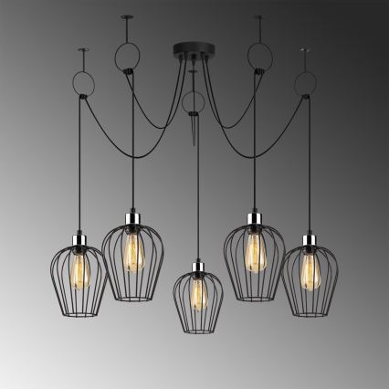 Lestenec na vrvici TEL 5xE27/40W/230V spider