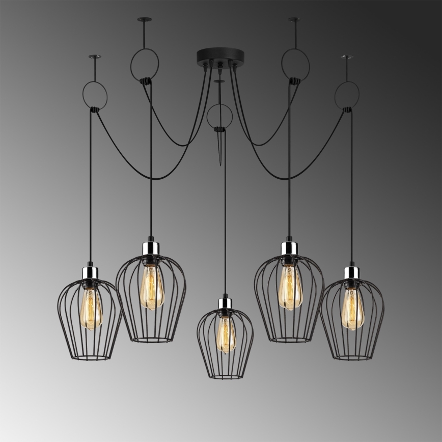 Lestenec na vrvici TEL 5xE27/40W/230V spider