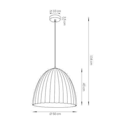 Lestenec na vrvici TELMA 1xE27/60W/230V pr. 50 cm črna/zlata