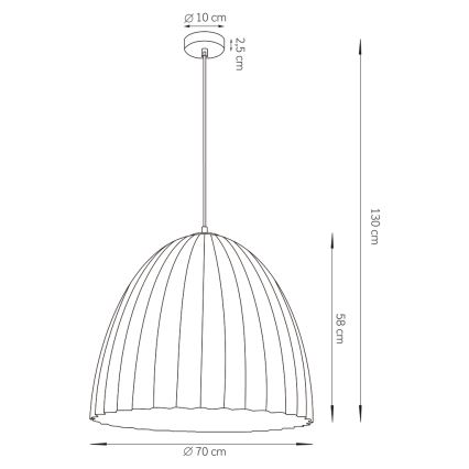 Lestenec na vrvici TELMA 1xE27/60W/230V pr. 70 cm črna/zlata