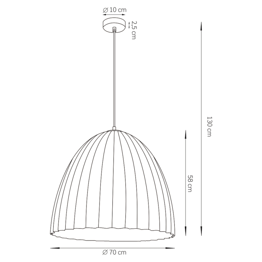 Lestenec na vrvici TELMA 1xE27/60W/230V pr. 70 cm rjava/zlata