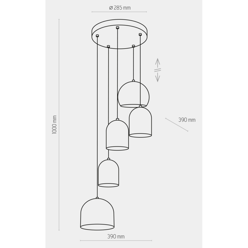 Lestenec na vrvici TEMPRE 5xE27/15W/230V bela/siva/črna