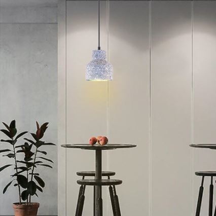 Lestenec na vrvici TERRAZZO 1xE27/60W/230V pr. 12 cm siva