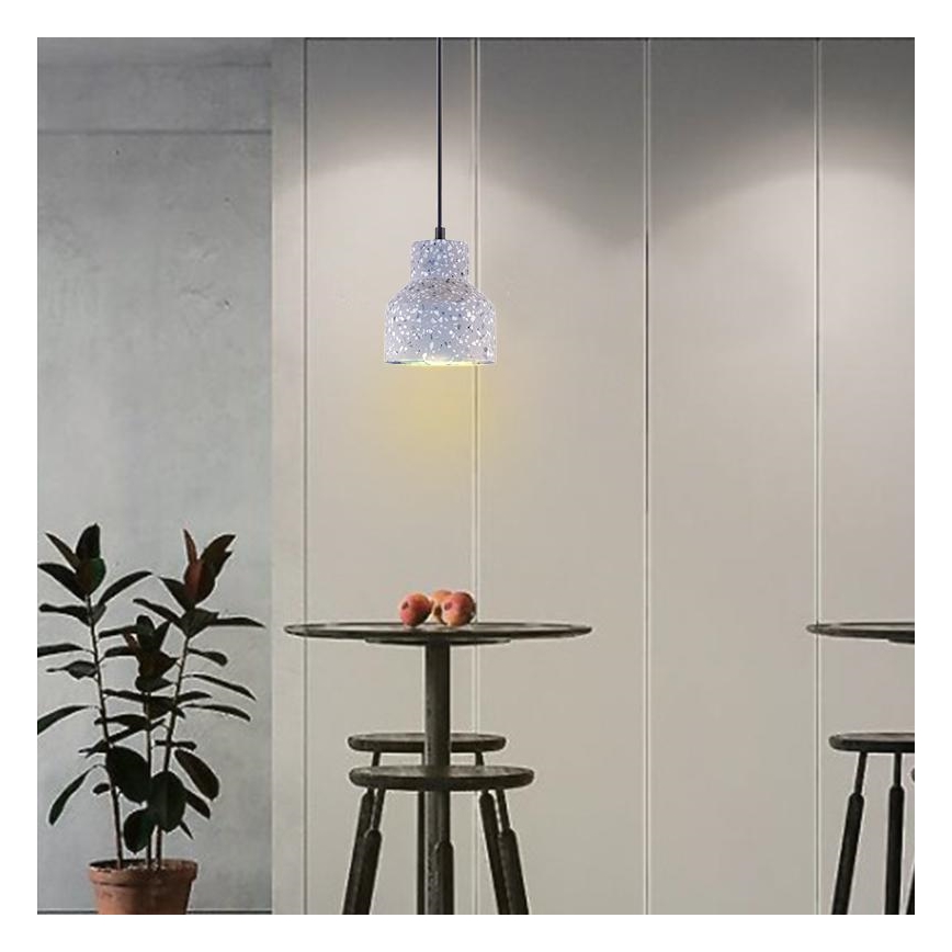 Lestenec na vrvici TERRAZZO 1xE27/60W/230V pr. 12 cm siva