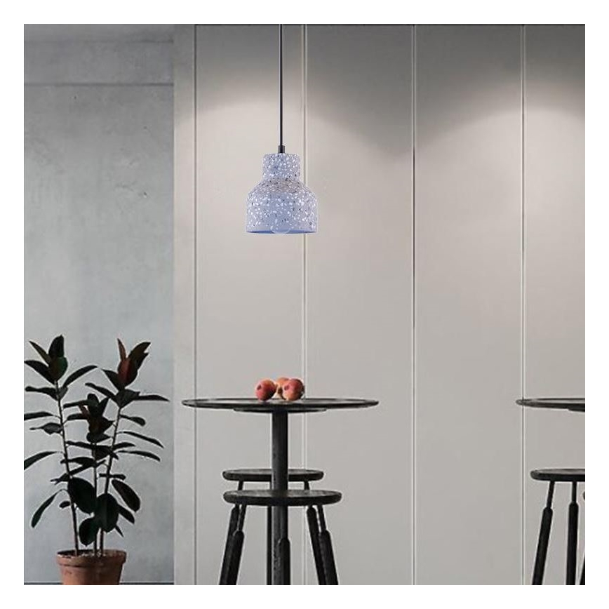 Lestenec na vrvici TERRAZZO 1xE27/60W/230V pr. 12 cm siva