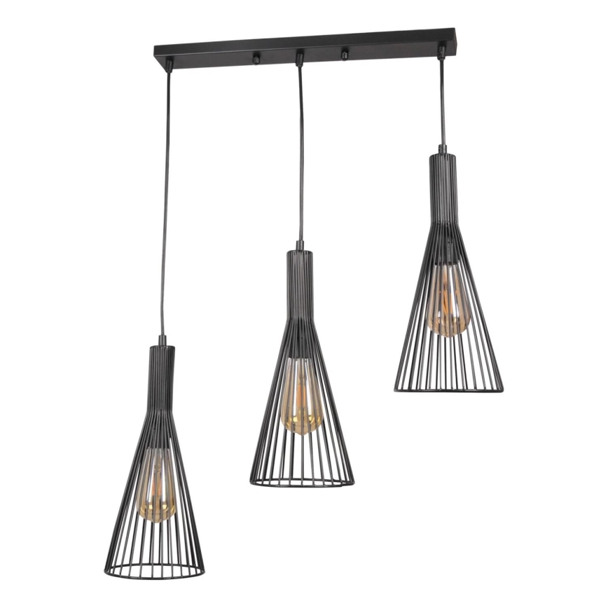 Lestenec na vrvici TIANA 3xE27/20W/230V črna
