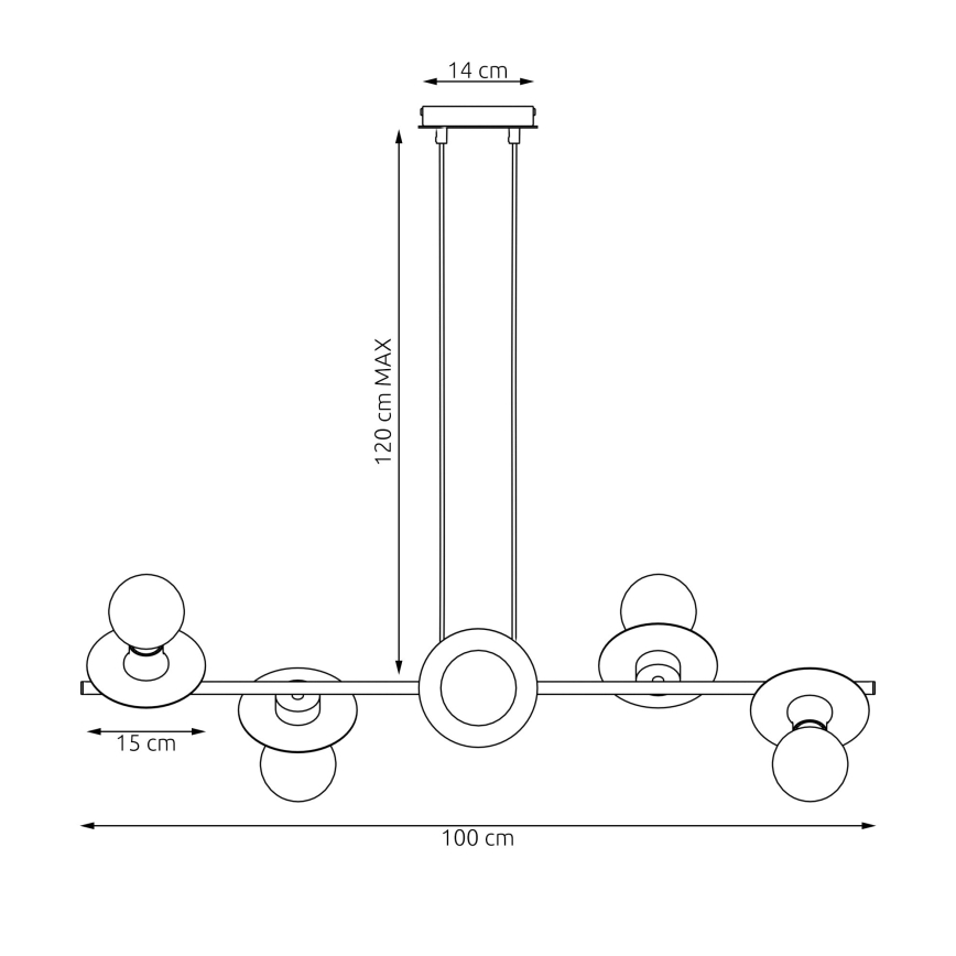 Lestenec na vrvici TOKEN 6xE27/15W/230V črna