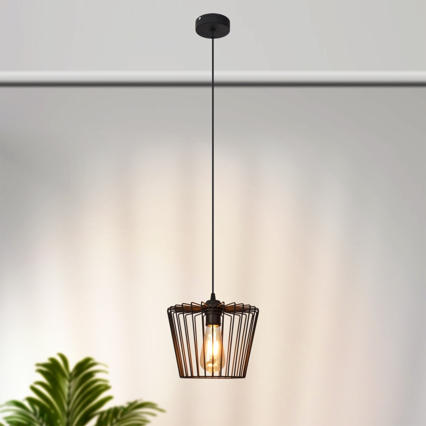 Lestenec na vrvici TORRI 1xE27/15W/230V pr. 23 cm črna