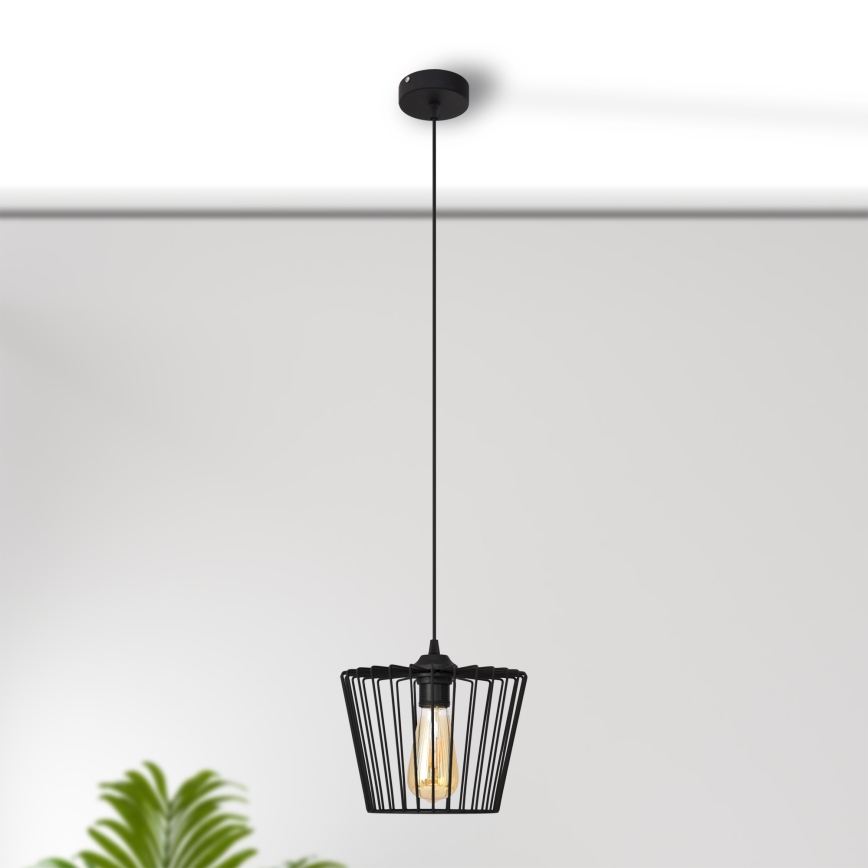 Lestenec na vrvici TORRI 1xE27/15W/230V pr. 23 cm črna