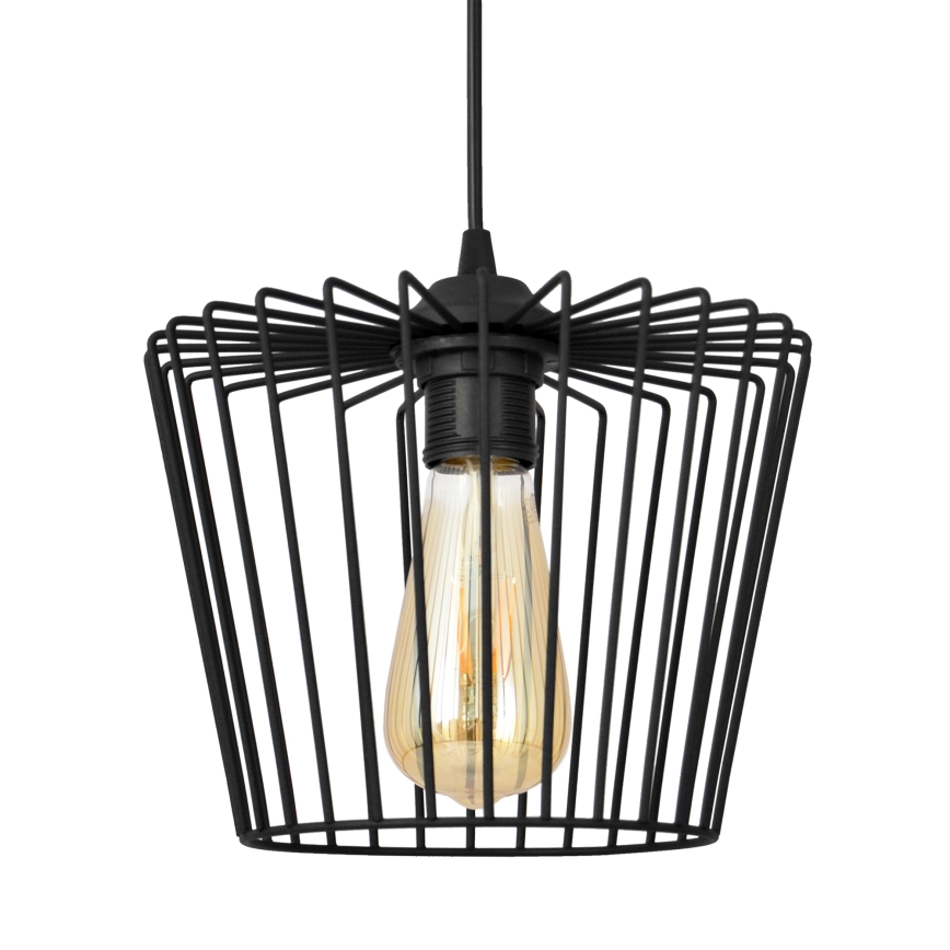 Lestenec na vrvici TORRI 1xE27/15W/230V pr. 23 cm črna