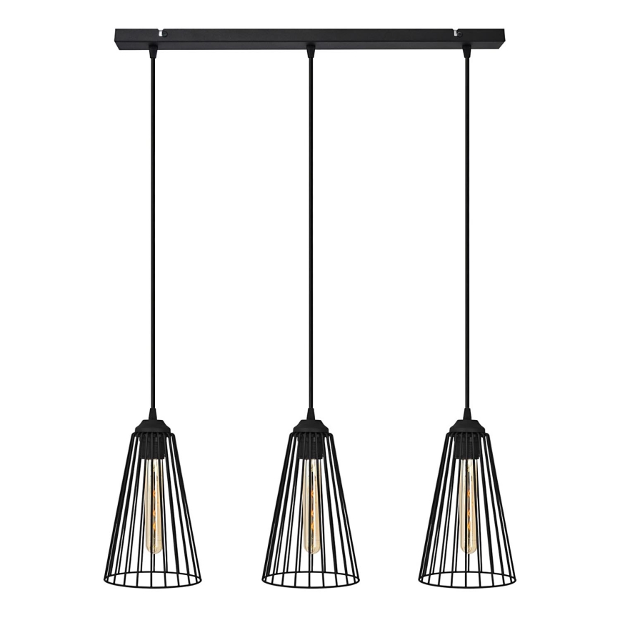 Lestenec na vrvici TORRI 3xE27/15W/230V črna