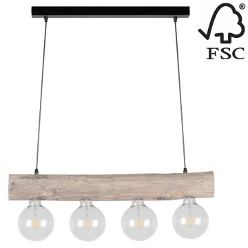 Lestenec na vrvici TRABO 4xE27/60W/230V bor - FSC certifikat