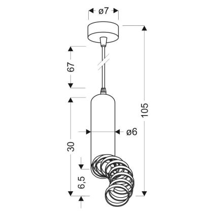 Lestenec na vrvici TUBA 1xGU10/50W/230V črna