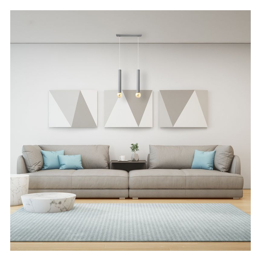 Lestenec na vrvici TUBA 2xE27/15W/230V siva