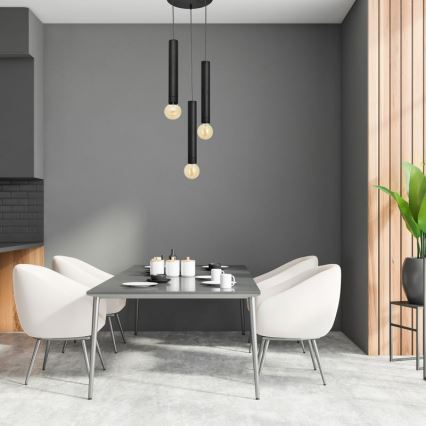Lestenec na vrvici TUBA 3xE27/15W/230V črna
