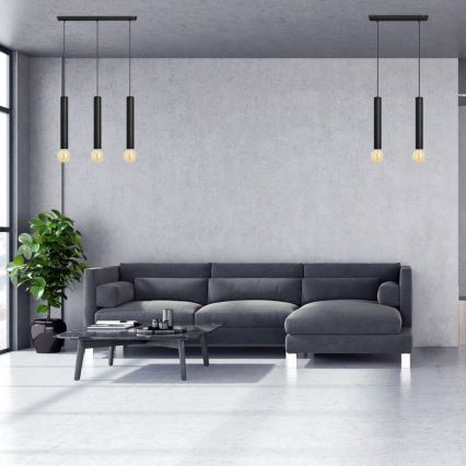 Lestenec na vrvici TUBA 3xE27/15W/230V črna
