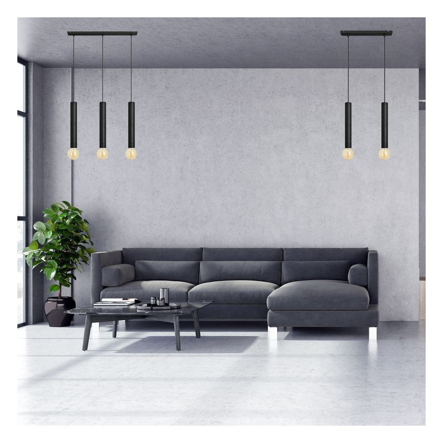 Lestenec na vrvici TUBA 3xE27/15W/230V črna