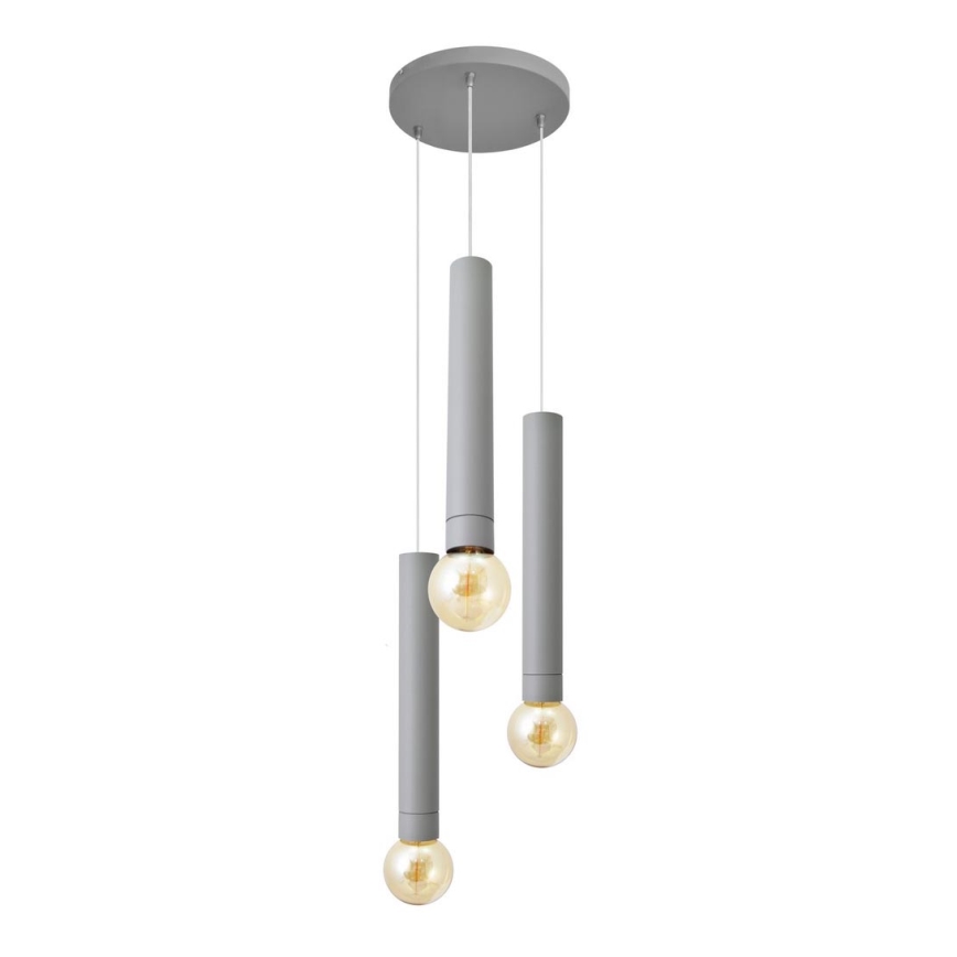 Lestenec na vrvici TUBA 3xE27/15W/230V siva