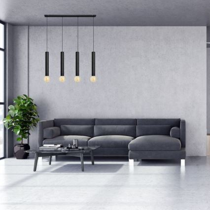 Lestenec na vrvici TUBA 4xE27/15W/230V črna