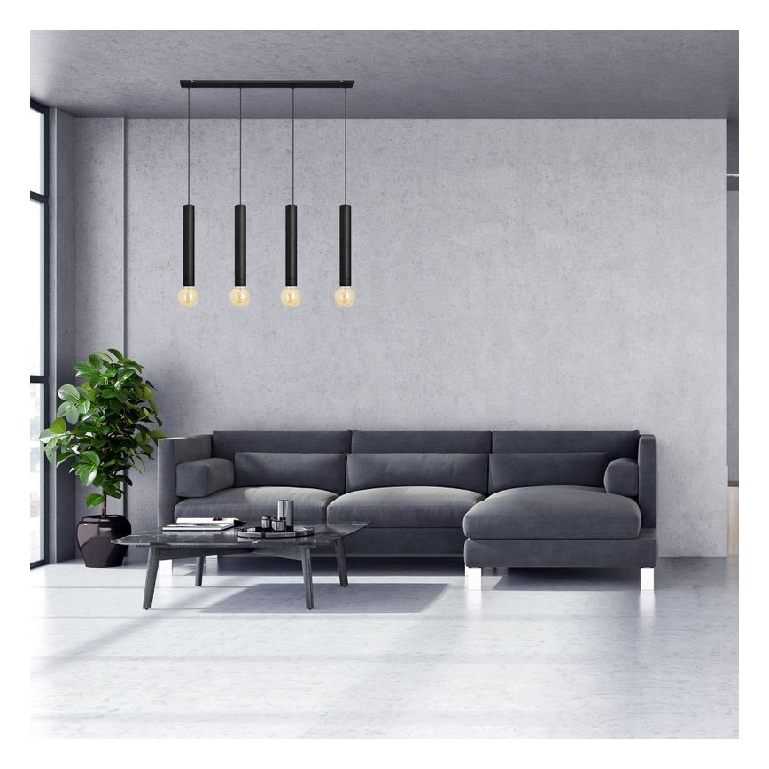 Lestenec na vrvici TUBA 4xE27/15W/230V črna
