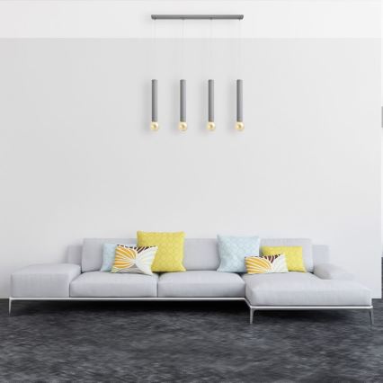 Lestenec na vrvici TUBA 4xE27/15W/230V siva