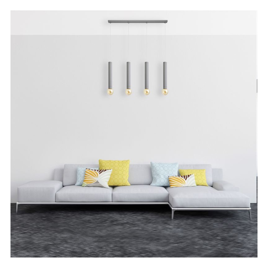 Lestenec na vrvici TUBA 4xE27/15W/230V siva