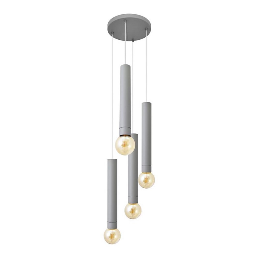Lestenec na vrvici TUBA 4xE27/15W/230V siva
