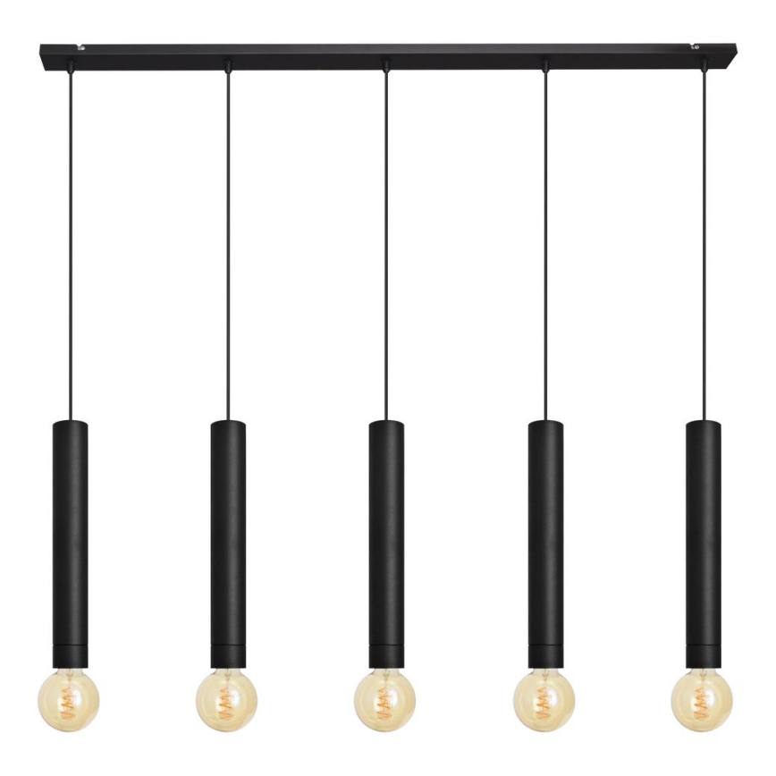 Lestenec na vrvici TUBA 5xE27/15W/230V črna