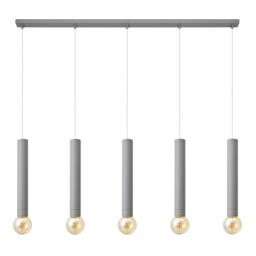 Lestenec na vrvici TUBA 5xE27/15W/230V siva