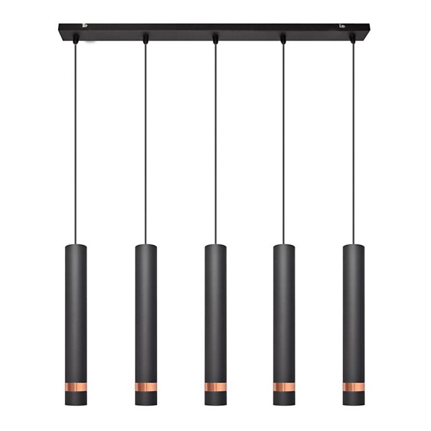 Lestenec na vrvici TUBA 5xGU10/6,5W/230V črna/baker