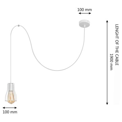 Lestenec na vrvici TUBE 1xE27/15W/230V bela