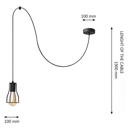 Lestenec na vrvici TUBE 1xE27/15W/230V črna