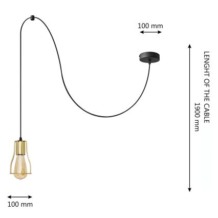 Lestenec na vrvici TUBE 1xE27/15W/230V črna/zlata