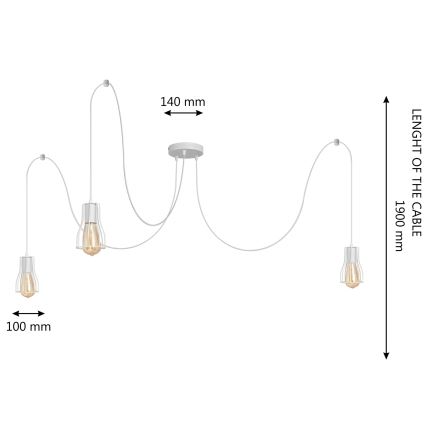 Lestenec na vrvici TUBE 3xE27/15W/230V spider bela