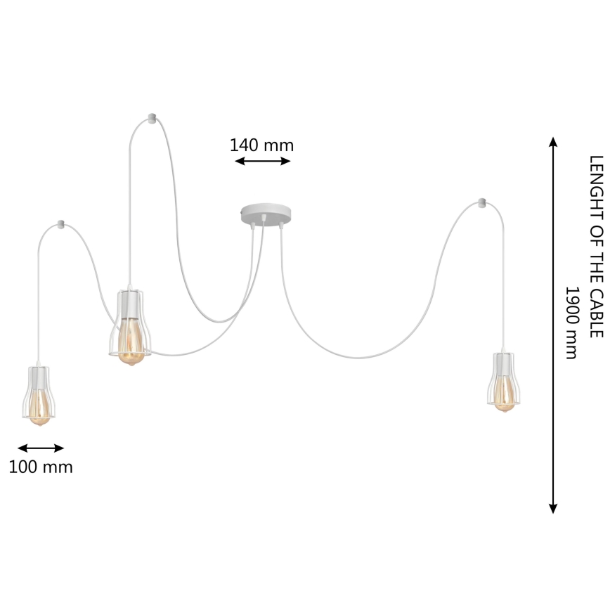 Lestenec na vrvici TUBE 3xE27/15W/230V spider bela