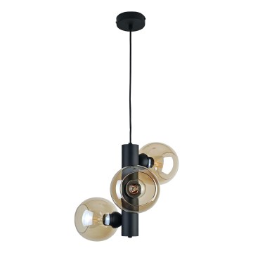 Lestenec na vrvici TUBE 3xE27/60W/230V črna/dimna bež
